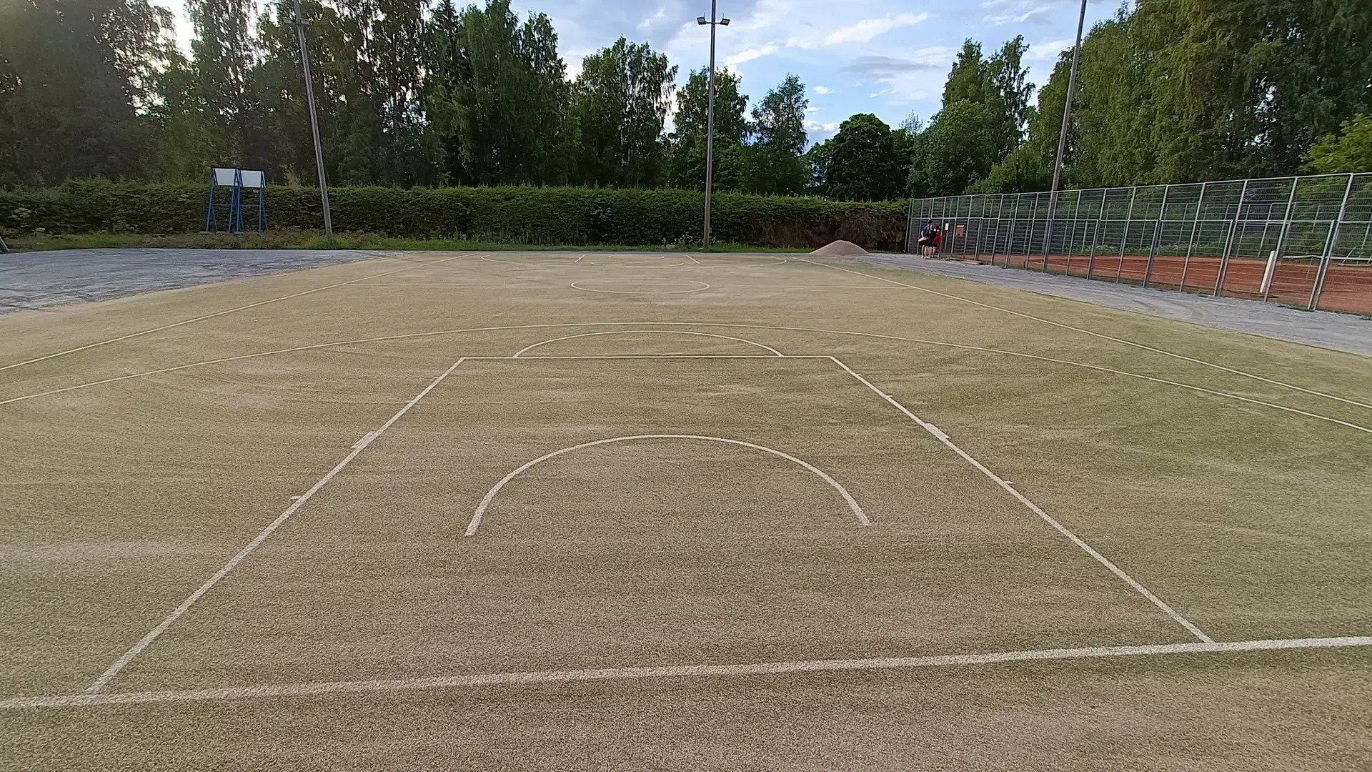 Premium artificial grass basketball court installed